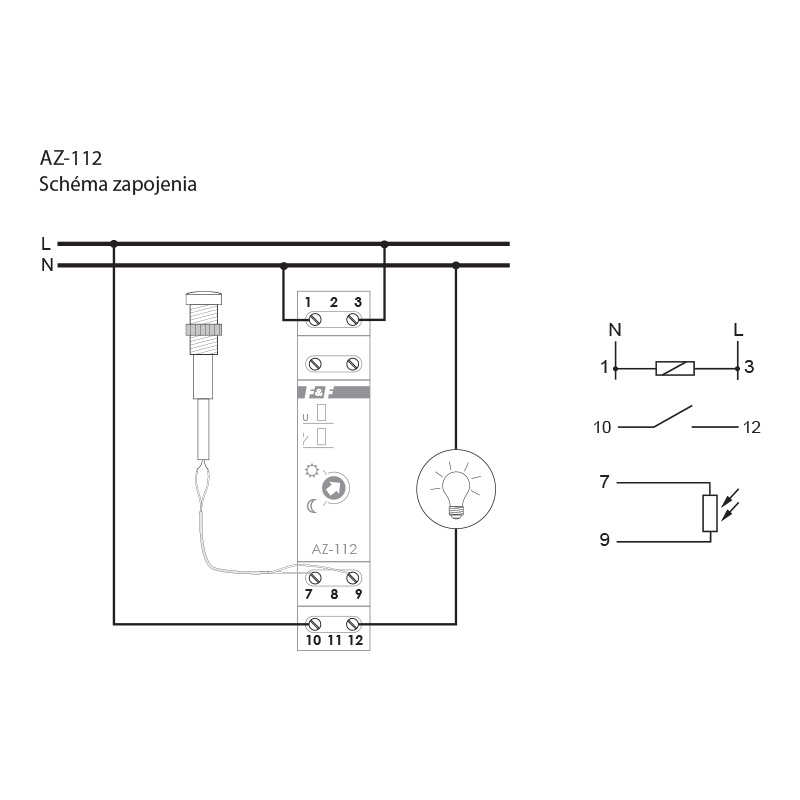 F&F Súmrakový spínač AZ-112 16A, 230V AC